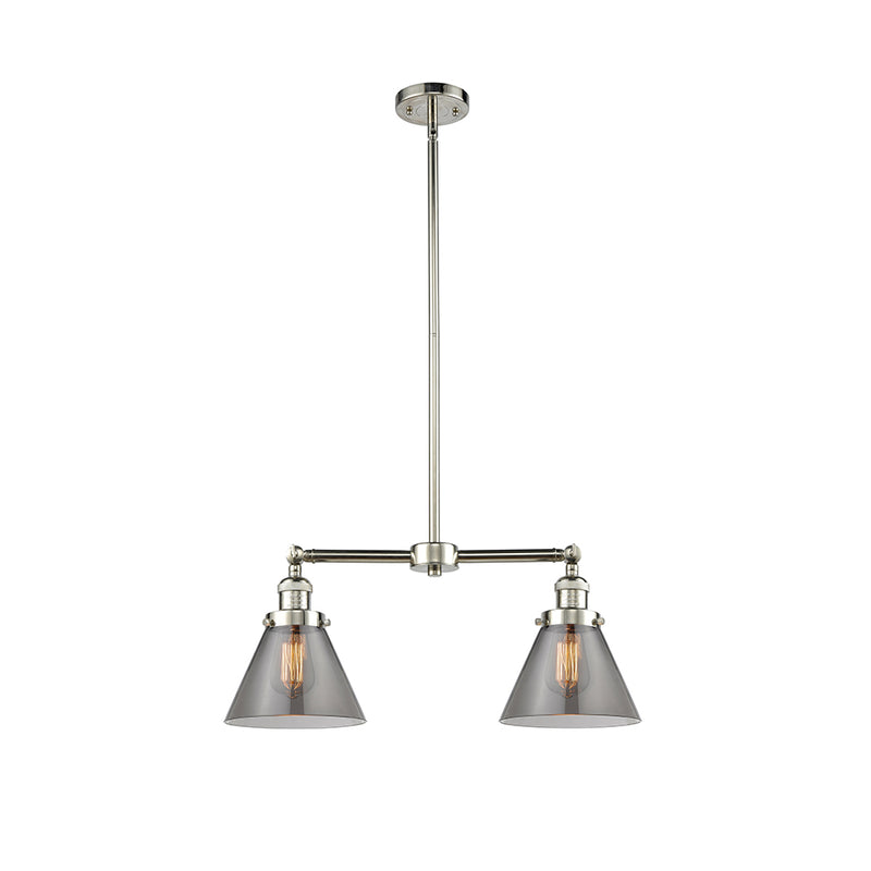 Cone Island Light shown in the Polished Nickel finish with a Plated Smoke shade