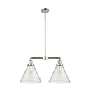 Cone Island Light shown in the Polished Nickel finish with a Seedy shade