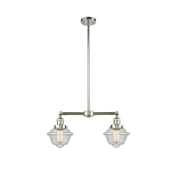 Oxford Island Light shown in the Polished Nickel finish with a Seedy shade