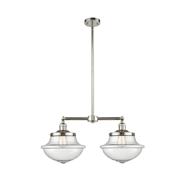 Oxford Island Light shown in the Polished Nickel finish with a Seedy shade