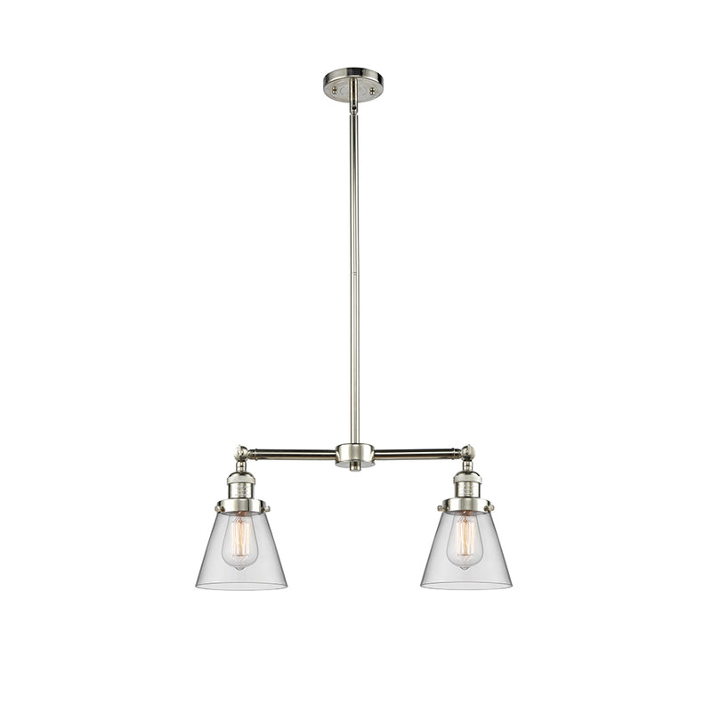 Cone Island Light shown in the Polished Nickel finish with a Clear shade