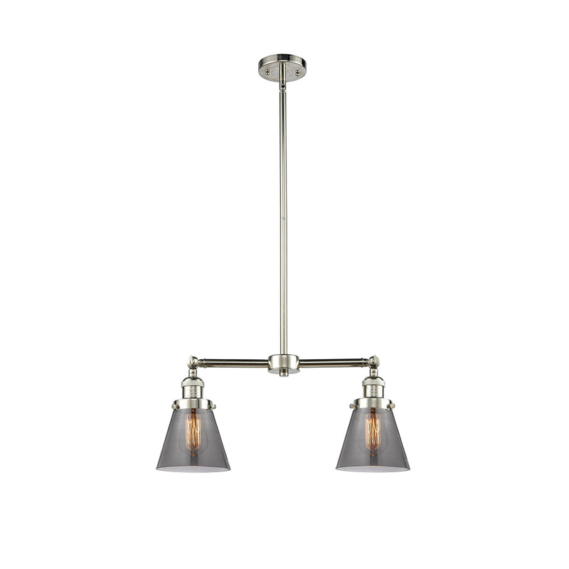 Cone Island Light shown in the Polished Nickel finish with a Plated Smoke shade