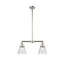 Cone Island Light shown in the Polished Nickel finish with a Seedy shade