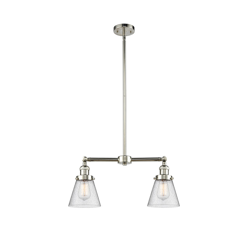 Cone Island Light shown in the Polished Nickel finish with a Seedy shade