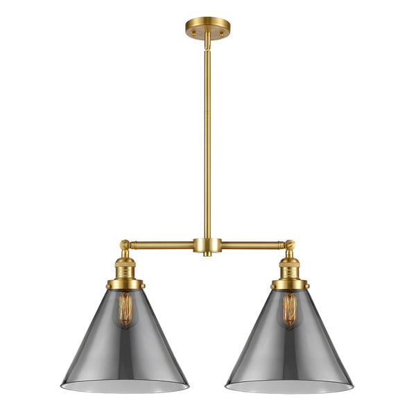 Cone Island Light shown in the Satin Gold finish with a Plated Smoke shade