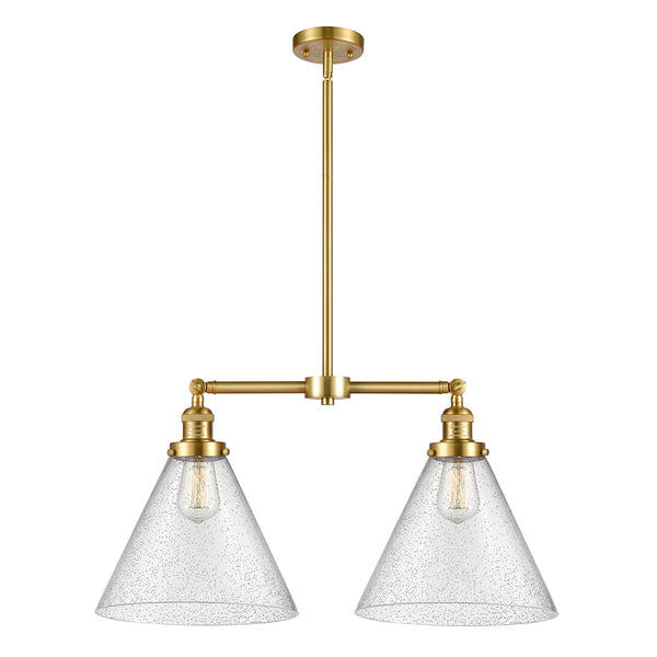 Cone Island Light shown in the Satin Gold finish with a Seedy shade