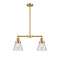 Cone Island Light shown in the Satin Gold finish with a Clear shade