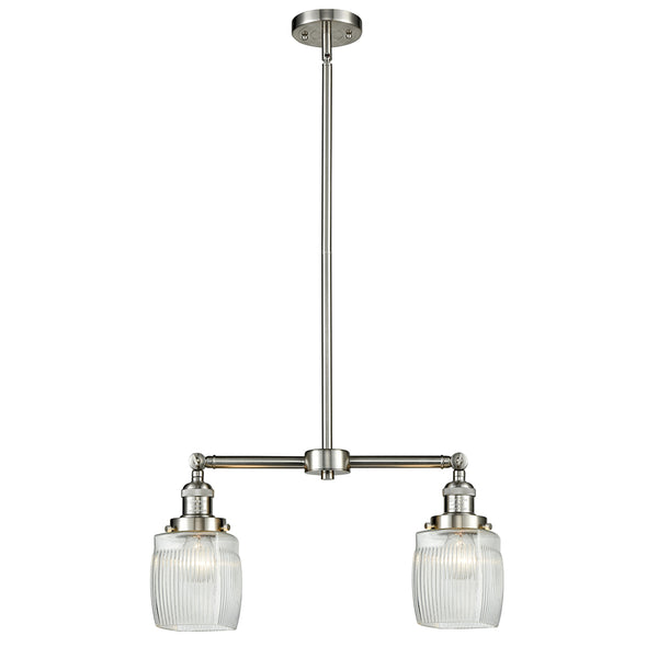 Colton Island Light shown in the Brushed Satin Nickel finish with a Clear Halophane shade