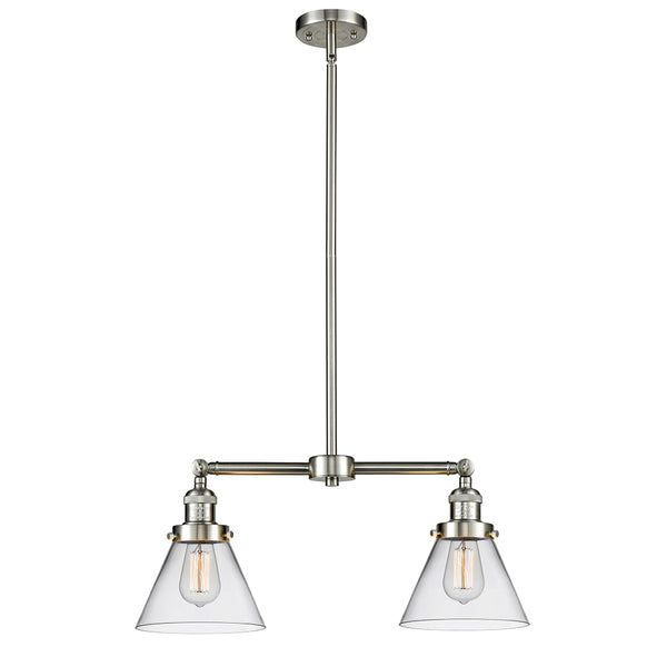 Cone Island Light shown in the Brushed Satin Nickel finish with a Clear shade