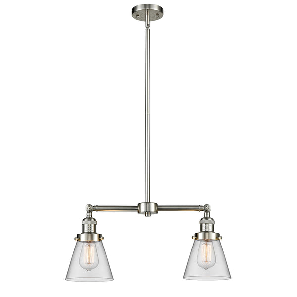 Cone Island Light shown in the Brushed Satin Nickel finish with a Clear shade