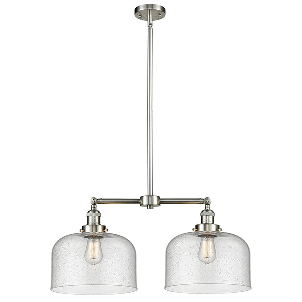 Bell Island Light shown in the Brushed Satin Nickel finish with a Seedy shade