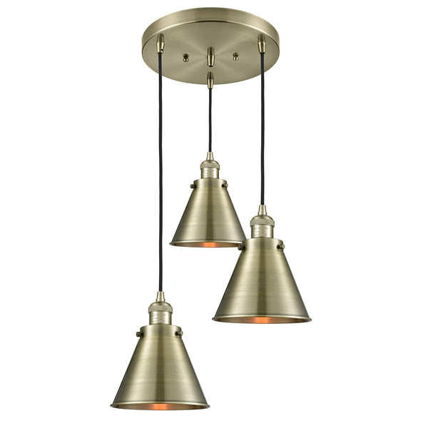 Appalachian Multi-Pendant shown in the Antique Brass finish with a Antique Brass shade