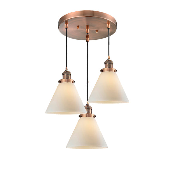 Cone Multi-Pendant shown in the Antique Copper finish with a Matte White shade