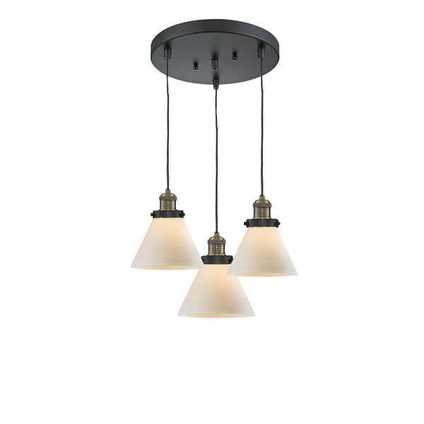 Cone Multi-Pendant shown in the Black Antique Brass finish with a Matte White shade