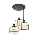 Bell Cage Multi-Pendant shown in the Matte Black finish with a Matte White shade