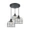 Bell Cage Multi-Pendant shown in the Matte Black finish with a Seedy shade