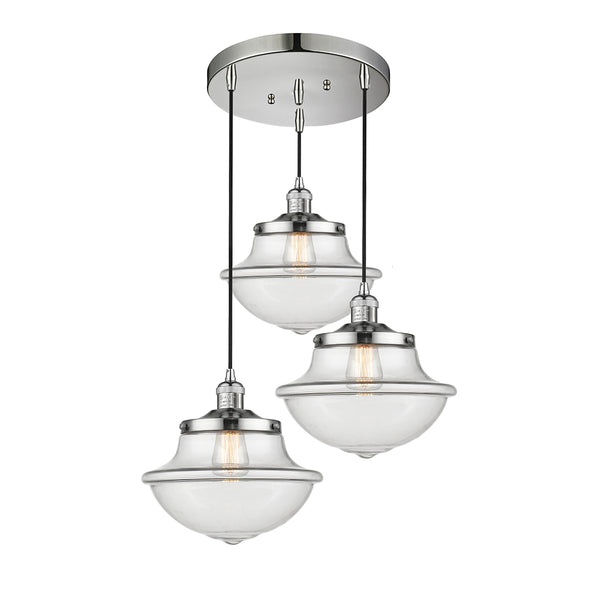 Oxford Multi-Pendant shown in the Polished Nickel finish with a Clear shade