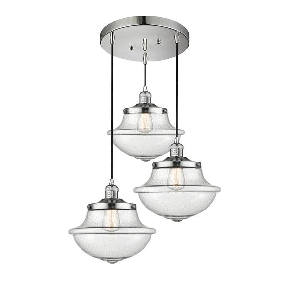 Oxford Multi-Pendant shown in the Polished Nickel finish with a Seedy shade