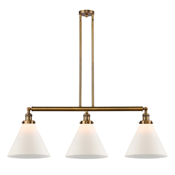 Cone Island Light shown in the Brushed Brass finish with a Matte White shade