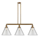 Cone Island Light shown in the Brushed Brass finish with a Clear shade