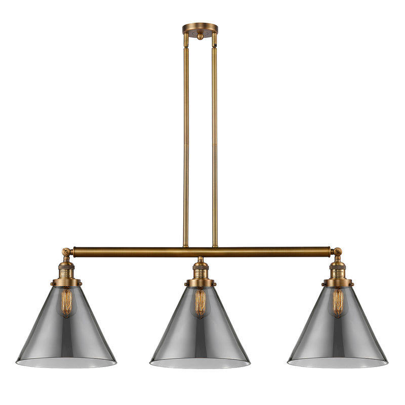 Cone Island Light shown in the Brushed Brass finish with a Plated Smoke shade