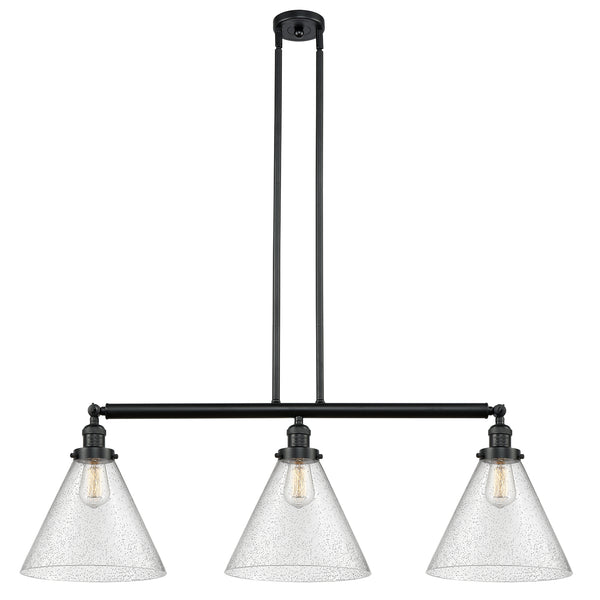 Cone Island Light shown in the Matte Black finish with a Seedy shade