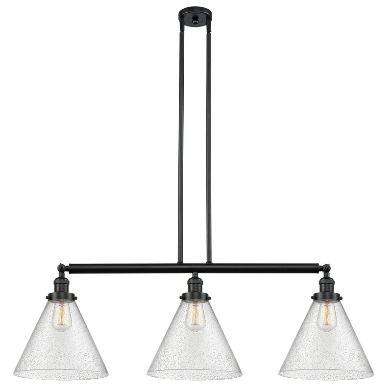 Cone Island Light shown in the Matte Black finish with a Seedy shade