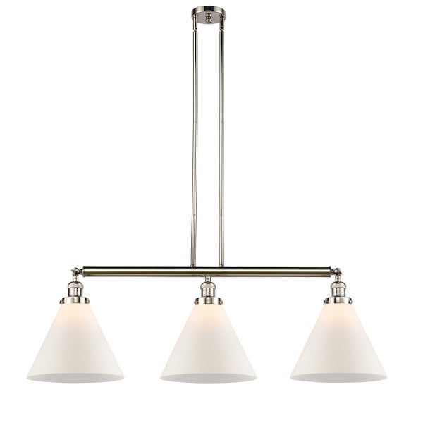 Cone Island Light shown in the Polished Nickel finish with a Matte White shade