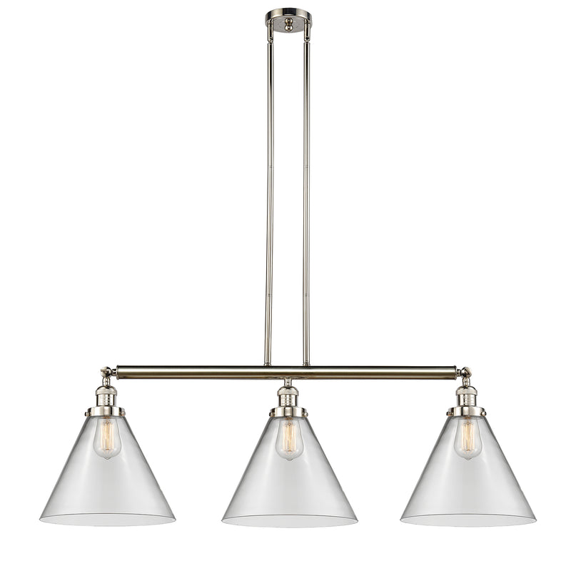 Cone Island Light shown in the Polished Nickel finish with a Clear shade