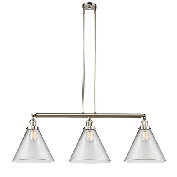 Cone Island Light shown in the Polished Nickel finish with a Clear shade