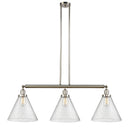 Cone Island Light shown in the Polished Nickel finish with a Seedy shade