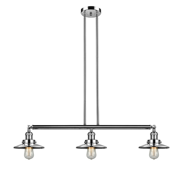 Railroad Island Light shown in the Polished Nickel finish with a Polished Nickel shade