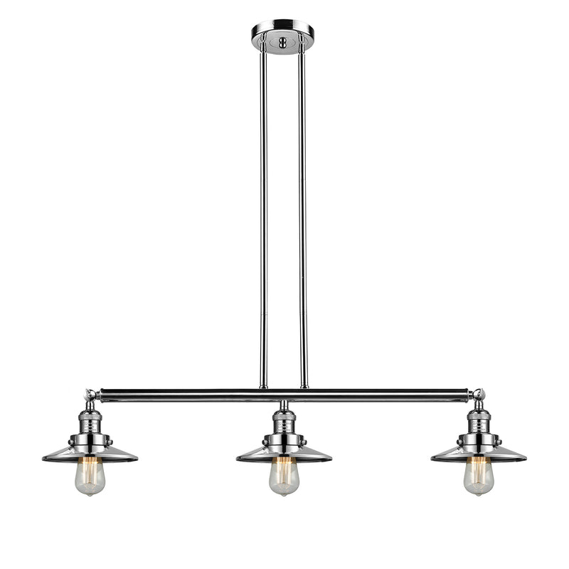 Railroad Island Light shown in the Polished Nickel finish with a Polished Nickel shade