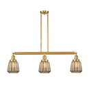 Chatham Island Light shown in the Satin Gold finish with a Mercury shade