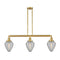 Geneseo Island Light shown in the Satin Gold finish with a Clear Crackled shade