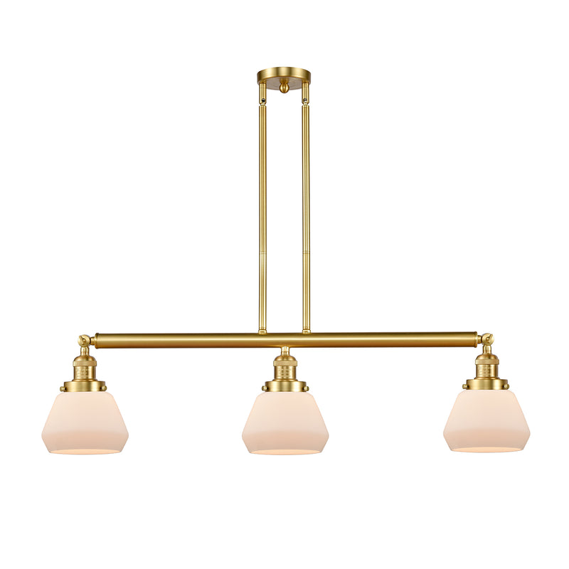 Fulton Island Light shown in the Satin Gold finish with a Matte White shade