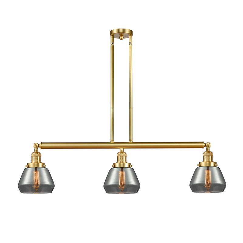 Fulton Island Light shown in the Satin Gold finish with a Plated Smoke shade