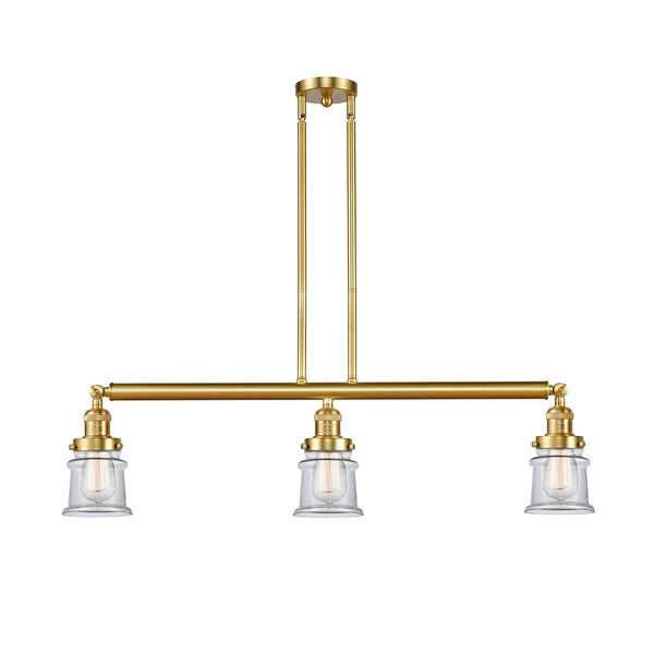 Canton Island Light shown in the Satin Gold finish with a Clear shade