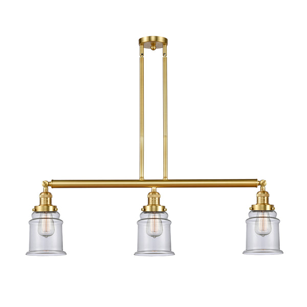 Canton Island Light shown in the Satin Gold finish with a Clear shade