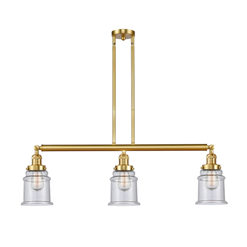 Canton Island Light shown in the Satin Gold finish with a Seedy shade