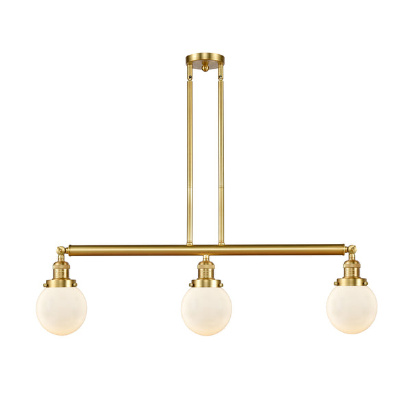 Beacon Island Light shown in the Satin Gold finish with a Matte White shade