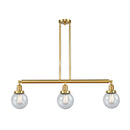 Beacon Island Light shown in the Satin Gold finish with a Seedy shade