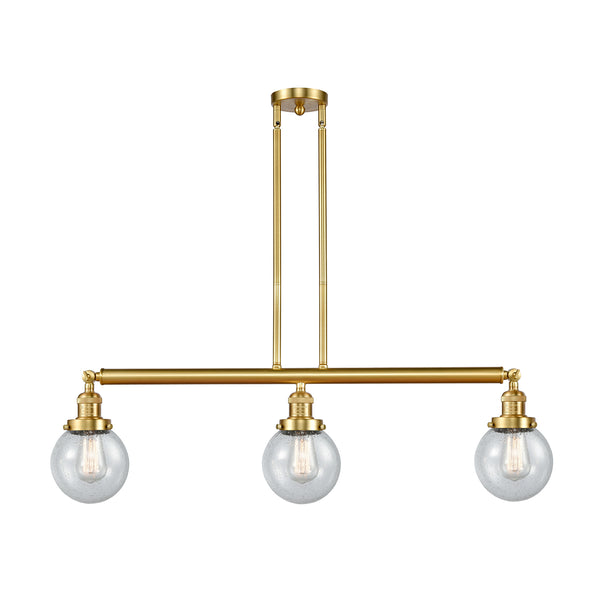 Beacon Island Light shown in the Satin Gold finish with a Seedy shade