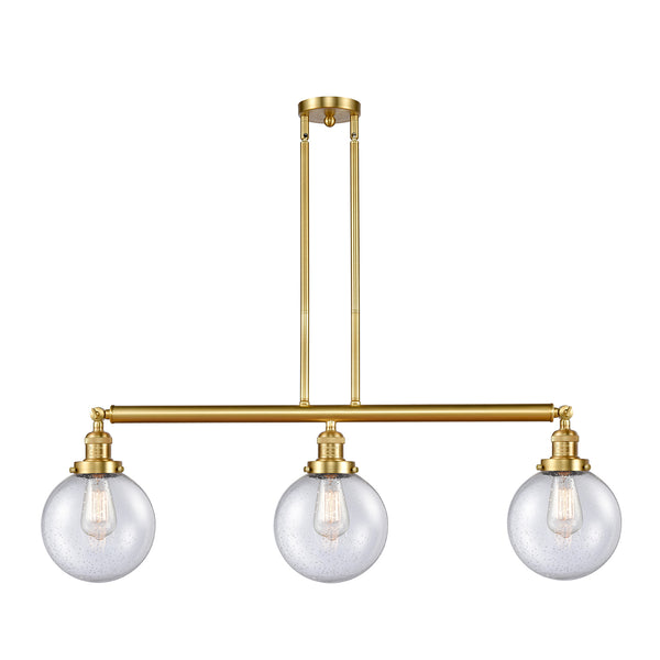 Beacon Island Light shown in the Satin Gold finish with a Seedy shade