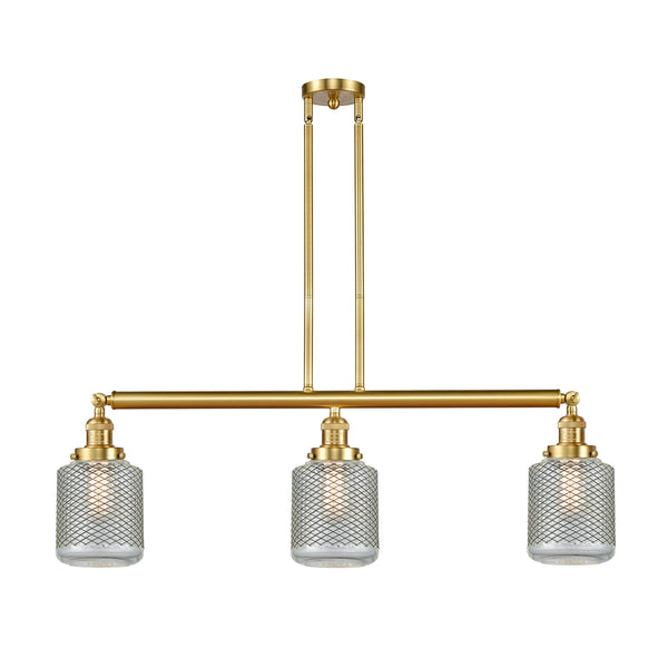 Stanton Island Light shown in the Satin Gold finish with a Clear Wire Mesh shade