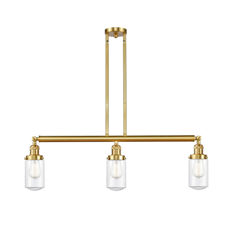 Dover Island Light shown in the Satin Gold finish with a Clear shade