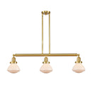 Olean Island Light shown in the Satin Gold finish with a Matte White shade