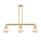 Olean Island Light shown in the Satin Gold finish with a Matte White shade