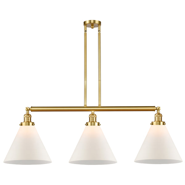 Cone Island Light shown in the Satin Gold finish with a Matte White shade