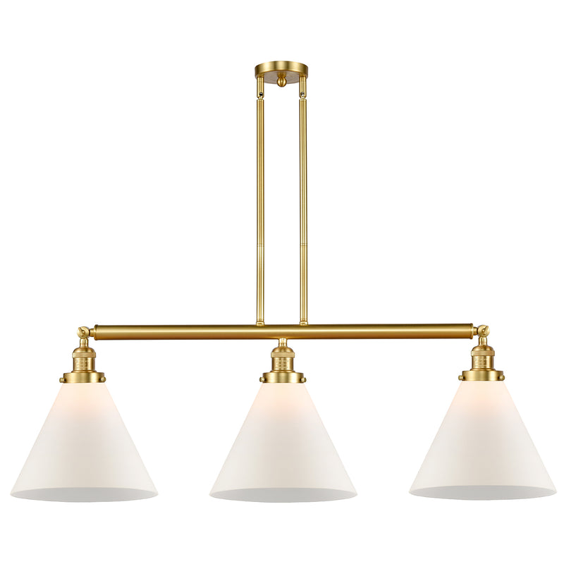 Cone Island Light shown in the Satin Gold finish with a Matte White shade